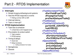2.4
tjwc - 17-Mar-09
Real-Time Operating Systems
Part 2 - RTOS Implementation
Interrupts
Simple foreground/background syste
