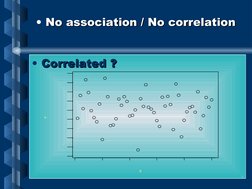 8
• Correlated ?
Correlated ?
X
Y
• No association / No correlation
No association / No correlation

