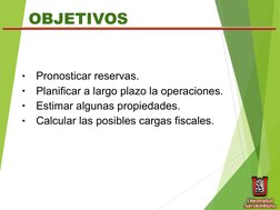 TEPG
IJAR
INGENIERIA  PETROLERA -  PRODUCTIVIDAD DE POZOS
TEMA V CURVAS DE DECLINACIÓN
OBJETIVOS
•
Pronosticar reservas.
•
Pl
