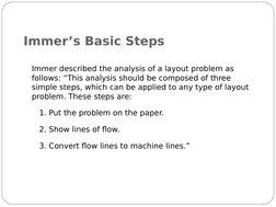Immer’s Basic Steps
Immer described the analysis of a layout problem as 
follows: “This analysis should be composed of three