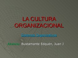 LA CULTURA 
LA CULTURA 
ORGANIZACIONAL
ORGANIZACIONAL
Sistemas Organizativos
Sistemas Organizativos
Alumno: 
Alumno: Bustaman
