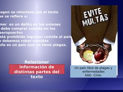 agen se relaciona con el texto 
ue se refiere a:
mer  es un delito en los aviones
debe comprar comida en los 
aeropuertos
stá