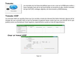 Troncales 
Los troncales son las líneas de teléfono que se van a usar en la IPPBX para recibir y 
hacer llamadas fuera de la