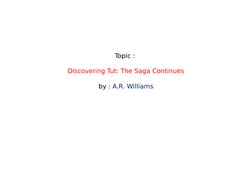 A.R. Williams: Author of Discovering Tut | PDF