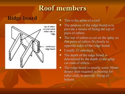 
This is the spine of a roof
This is the spine of a roof

The purpose of the ridge board is to 
The purpose of the ridge bo