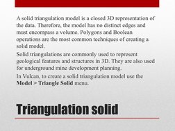Triangulation Modelling in Vulcan | PDF | Computer Data | Computing