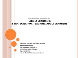 TSL 751PRACTICES AND REFLECTIONS IN TESL
Associate Prof. Dr. Abu Bakar Ibrahim
Fakulti Pendidikan
UiTM Kampus Seksyen 17
4020