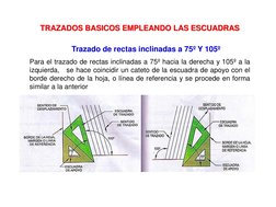 TRAZADOS BASICOS EMPLEANDO LAS ESCUADRAS 
Trazado de rectas inclinadas a 75º Y 105º 
Para el trazado de rectas inclinadas a 7