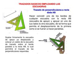 TRAZADOS BASICOS EMPLEANDO LAS 
ESCUADRAS Trazado de perpendiculares a recta dada AB 
Trazado de perpendiculares a recta 
dad
