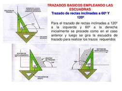 TRAZADOS BASICOS EMPLEANDO LAS 
ESCUADRAS Trazado de rectas inclinadas a 60º Y 120º 
Trazado de rectas inclinadas a 60º Y 
12