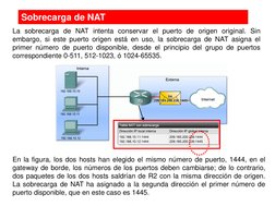 La sobrecarga de NAT intenta conservar el puerto de origen original. Sin
embargo, si este puerto origen está en uso, la sobre