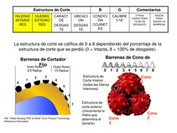 Barrenas de Cortador 
Fijo 
La estructura de corte se califica de 0 a 8 dependiendo del porcentaje de la 
estructura de corte