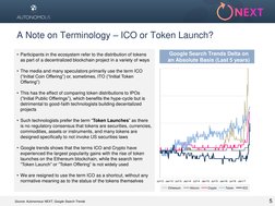 A Note on Terminology – ICO or Token Launch? 
5 
• Participants in the ecosystem refer to the distribution of tokens 
as part