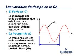 Las variables de tiempo en la CA
El Periodo (T)
El período de una 
onda es el tiempo que 
esta toma para 
cumplir un ciclo