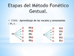 1° ETAPA:  Aprendizaje de las vocales y consonantes 
: m, s .

