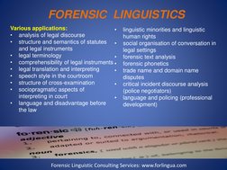 Forensic Linguistics: Analysis and Applications | PDF | Forensic ...