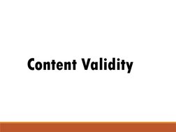 Content Validity 
