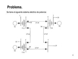 4 
Problema. 
Se tiene el siguiente sistema eléctrico de potencia: 
