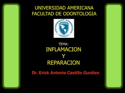 UNIVERSIDAD AMERICANA
FACULTAD DE ODONTOLOGIA
TEMA:
INFLAMACION 
Y
REPARACION
Dr. Erick Antonio Castillo Gurdian
