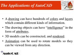 The Applications of AutoCAD
• A drawing can have hundreds of colors and layers
which contain different kinds of information.