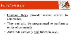 Function Keys
• Function
Keys
provide
instant
access
to
commands.
• They can also be programmed to perform a
series of comman