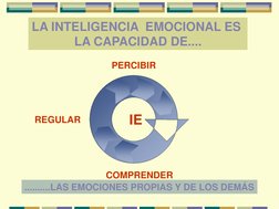 PERCIBIR
REGULAR
COMPRENDER
IE
..........LAS EMOCIONES PROPIAS Y DE LOS DEMÁS
LA INTELIGENCIA  EMOCIONAL ES 
LA CAPACIDAD DE.
