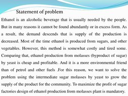 Statement of problem
Ethanol is an alcoholic beverage that is usually needed by the people.
But in many reasons it cannot be