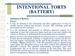 Elements of Battery in Tort Law | PDF | Trespass | Tort
