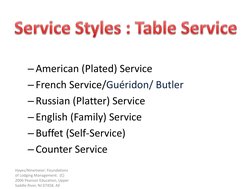Types of Food and Beverage Service | PDF | Tableware | Buffet