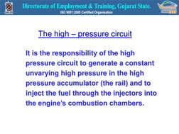 The high – pressure circuit
It is the responsibility of the high
pressure circuit to generate a constant
unvarying high press