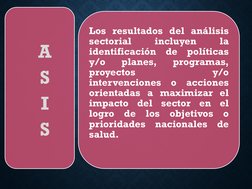Los resultados del análisis
sectorial
incluyen
la
identificación
de
políticas
y/o
planes,
programas,
proyectos
y/o
intervenci