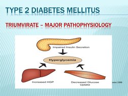 TYPE 2 DIABETES MELLITUS
TRIUMVIRATE – MAJOR PATHOPHYSIOLOGY
DeFronzo R. Diabetes 1988
