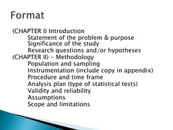 (CHAPTER I) Introduction      
Statement of the problem & purpose      
Significance of the study      
Research questions an