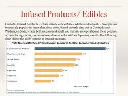 Infused Products/ Edibles
Cannabis infused products – which include concentrates, edibles and topicals – have proven
immensel