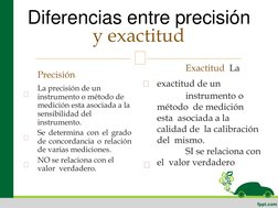 Diferencias entre precisión
y exactitud




Precisión
La precisión de un  
instrumento o método de  
medición esta asocia