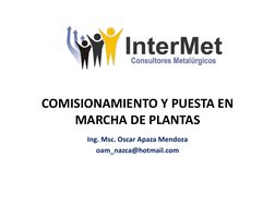 COMISIONAMIENTO Y PUESTA EN 
MARCHA DE PLANTAS  
Ing. Msc. Oscar Apaza Mendoza 
oam_nazca@hotmail.com 
