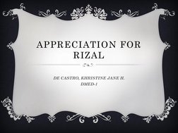 APPRECIATION FOR 
RIZAL
DE CASTRO, KHRISTINE JANE H.
DMED-1
