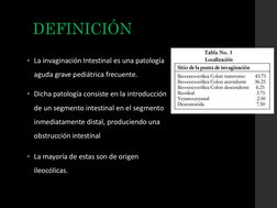 DEFINICIÓN
▪La invaginación Intestinal es una patología
aguda grave pediátrica frecuente.
▪Dicha patología consiste en la int