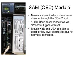 SAM (CEC) Module
• Normal connection for maintenance 
channel through the COM 2 port
• 19200 Baud serial connection via 
“Win