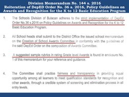 Awards and Recognition Guidelines for K-12 | PDF | Kindergarten ...