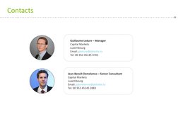 Jean-Benoît Demelenne – Senior Consultant
Capital Markets
Luxembourg
Email: jdemelenne@deloitte.lu
Tel: 00 352 45145 2883
Gui