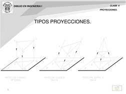 6 
DIBUJO EN INGENIERIA I 
CLASE  6 
PROYECCIONES. 
TIPOS PROYECCIONES. 
