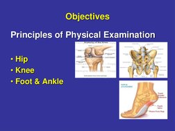 Objectives
Principles of Physical Examination
• Hip
• Knee
• Foot & Ankle
