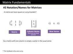Matrix Fundamentals
#2 Notation/Names for Matrices
A matrix can have square or curvy brackets*.
* The textbook only uses curv