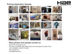 Printing Application Sample
More photos and sample contact us 
Wuhan HAE Technology Co.,Ltd
The 6 floor, 2A building, Optics