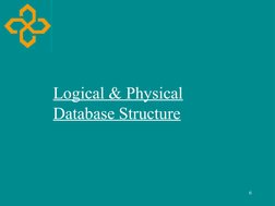 6
Logical & Physical 
Database Structure
