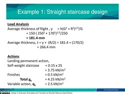 Design of Staircase (Examples and Tutorials) by Sharifah Maszura Syed Mohsin
Example 1: Straight staircase design
Load Analys