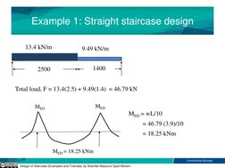 Design of Staircase (Examples and Tutorials) by Sharifah Maszura Syed Mohsin
Example 1: Straight staircase design
13.4 kN/m
9
