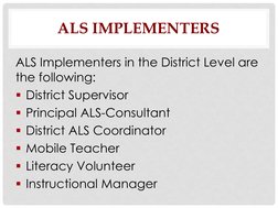 Roles of ALS Implementers in Education | PDF | Literacy | Ip Multimedia ...