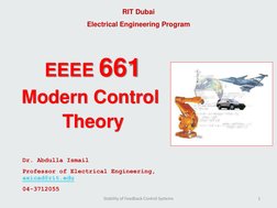 RIT Dubai
Electrical Engineering Program
EEEE 661
Modern Control 
Theory
Dr. Abdulla Ismail 
Professor of Electrical Engineer